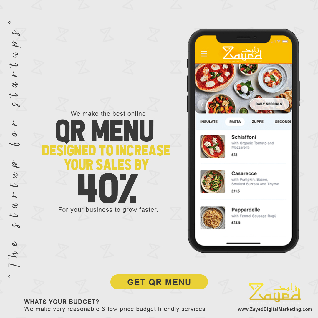 Zayed Digital Marketing and Advertising Posts Designs QR Menu Online